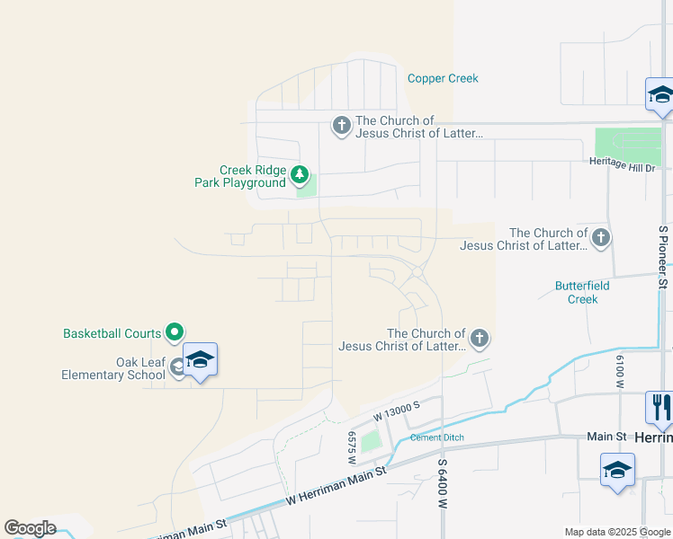 map of restaurants, bars, coffee shops, grocery stores, and more near 12717 Twisted Oak Drive in Herriman