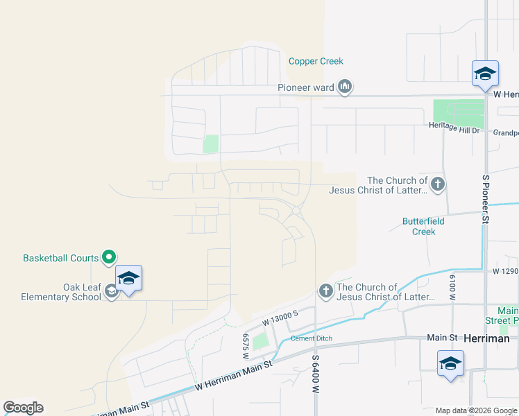map of restaurants, bars, coffee shops, grocery stores, and more near Ruby Falls Cove in Herriman
