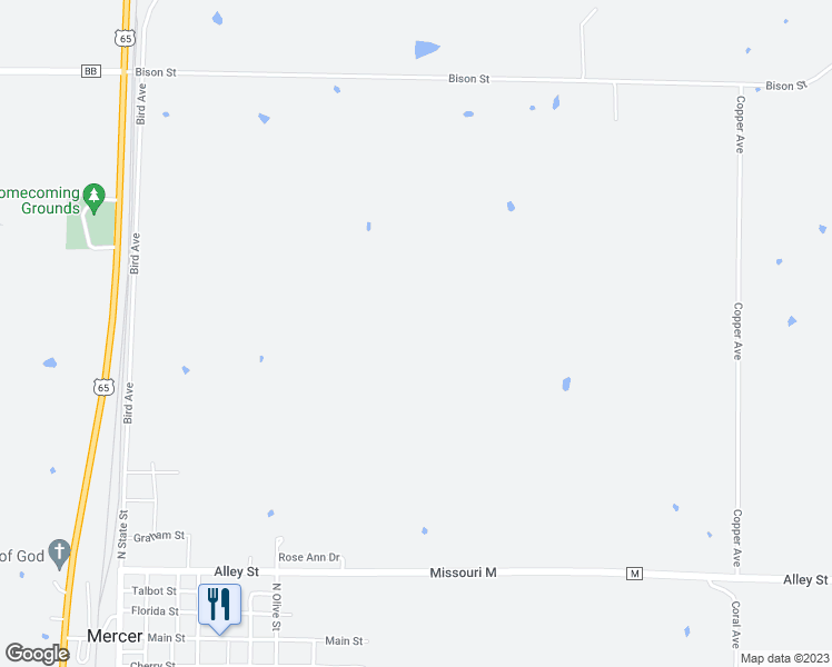 map of restaurants, bars, coffee shops, grocery stores, and more near in Mercer