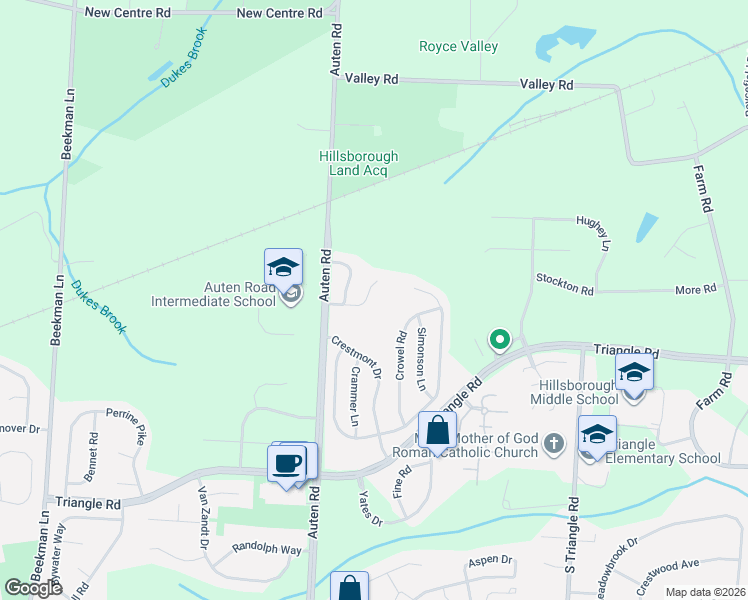 map of restaurants, bars, coffee shops, grocery stores, and more near 59 Dewitt Lane in Hillsborough Township