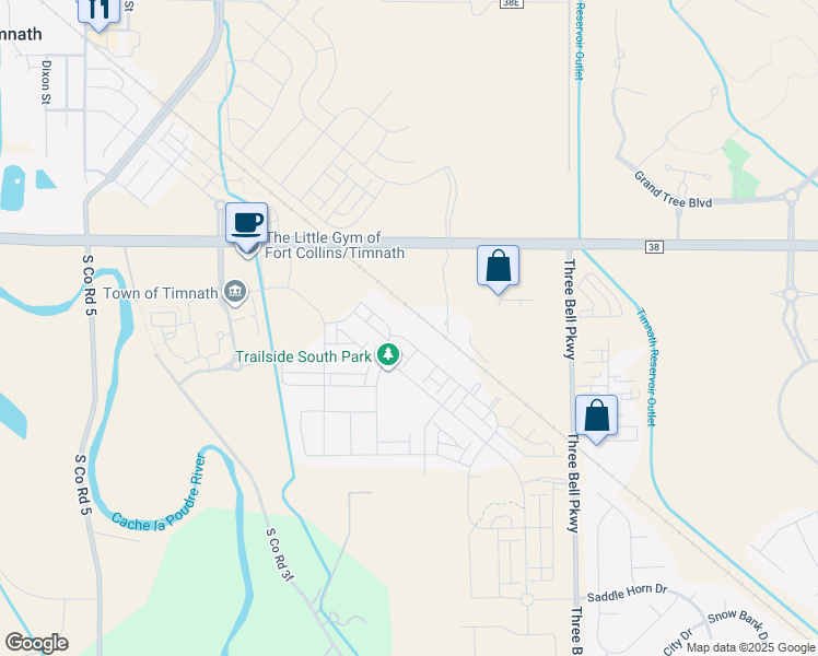 map of restaurants, bars, coffee shops, grocery stores, and more near 5795 Champlain Drive in Timnath