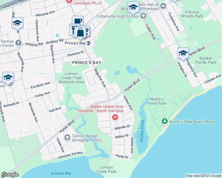 map of restaurants, bars, coffee shops, grocery stores, and more near 239 Seguine Avenue in Staten Island