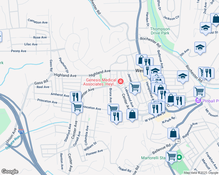 map of restaurants, bars, coffee shops, grocery stores, and more near 207 Bronx Avenue in Pittsburgh