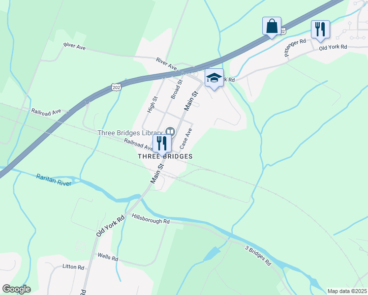 map of restaurants, bars, coffee shops, grocery stores, and more near 6 Case Avenue in Readington Township
