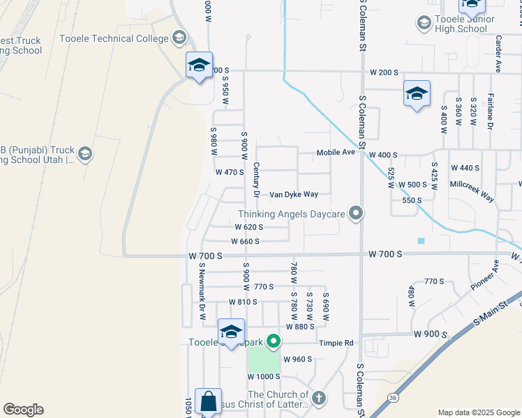 map of restaurants, bars, coffee shops, grocery stores, and more near 862 West 580 South in Tooele