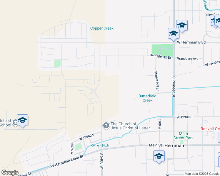 map of restaurants, bars, coffee shops, grocery stores, and more near 6353 West Pyramid Peak Lane in Herriman