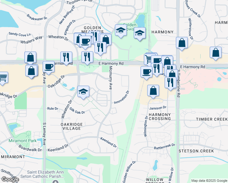 map of restaurants, bars, coffee shops, grocery stores, and more near 4786 Mcmurry Avenue in Fort Collins