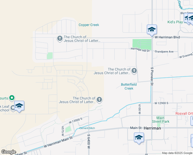 map of restaurants, bars, coffee shops, grocery stores, and more near 6351 West Pyramid Peak Lane in Herriman