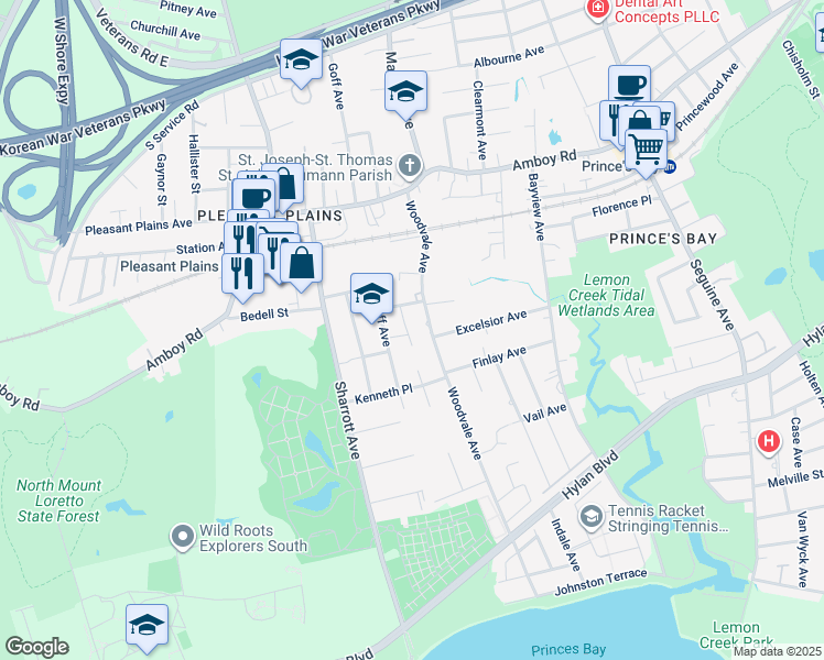 map of restaurants, bars, coffee shops, grocery stores, and more near 144 Woodvale Avenue in Staten Island