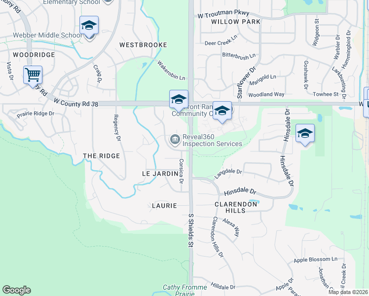map of restaurants, bars, coffee shops, grocery stores, and more near 4760 Westbury Drive in Fort Collins