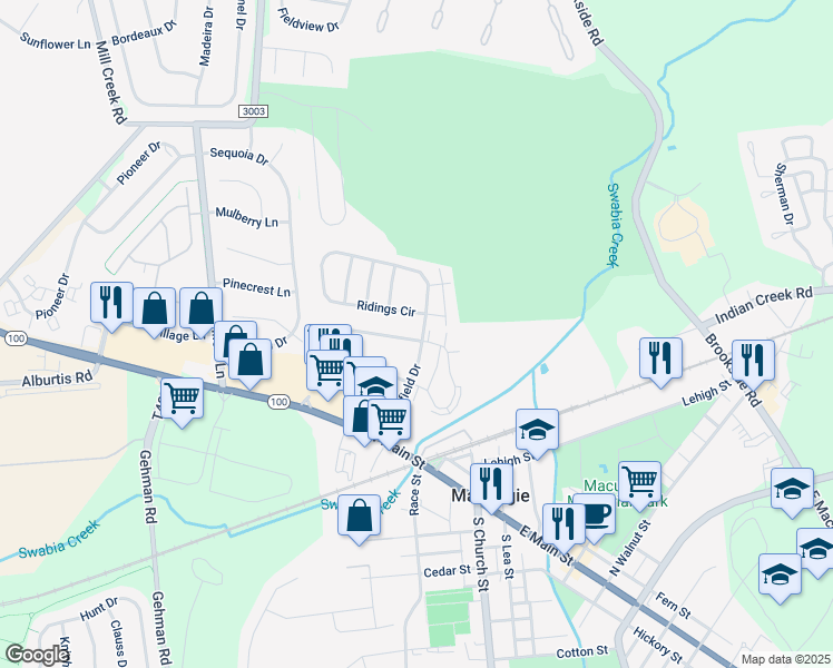 map of restaurants, bars, coffee shops, grocery stores, and more near 361 Village Walk Drive in Macungie