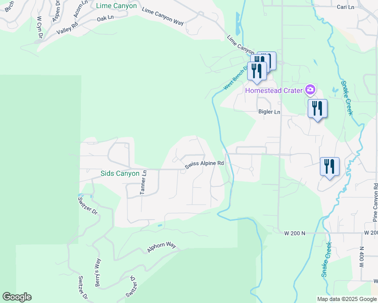map of restaurants, bars, coffee shops, grocery stores, and more near 1160 Sunburst Lane in Midway