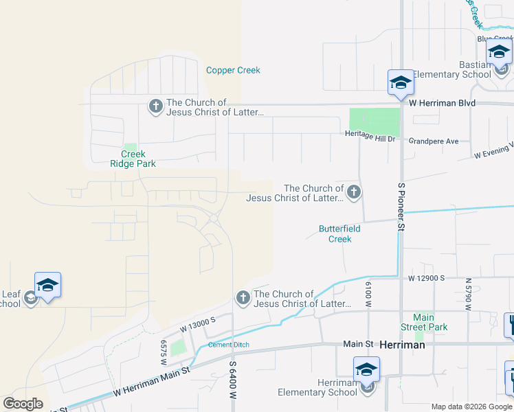 map of restaurants, bars, coffee shops, grocery stores, and more near 12683 South Lincoln Peak Lane in Herriman