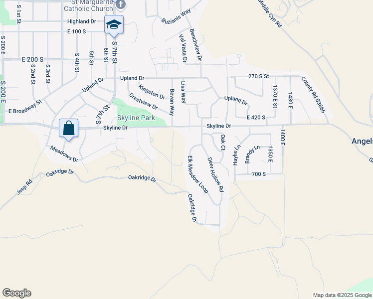 map of restaurants, bars, coffee shops, grocery stores, and more near 526 Elk Meadow Loop in Tooele