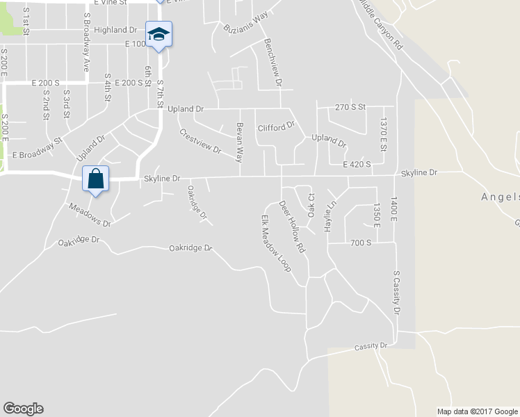 map of restaurants, bars, coffee shops, grocery stores, and more near 526 Elk Meadow Loop in Tooele