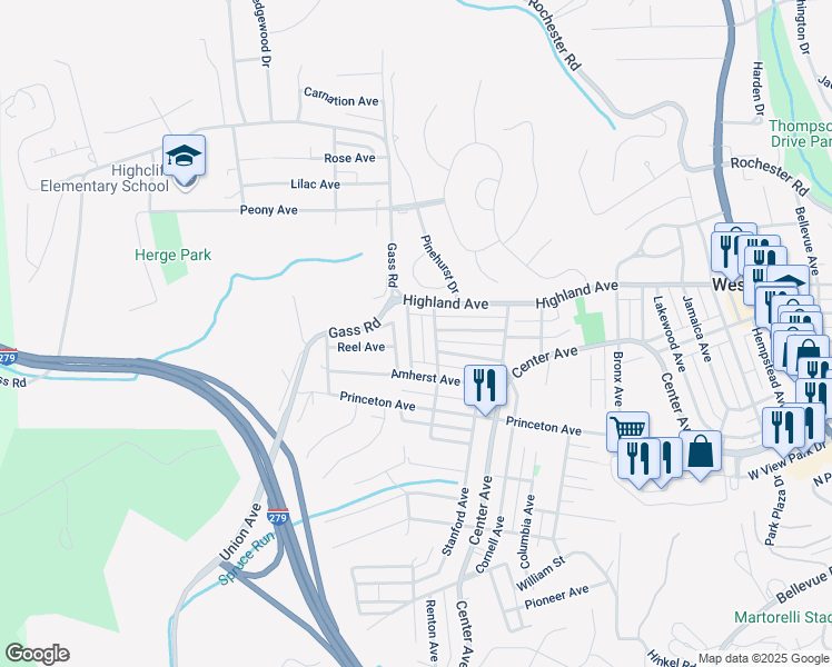 map of restaurants, bars, coffee shops, grocery stores, and more near 23 Ann Arbor Avenue in Pittsburgh
