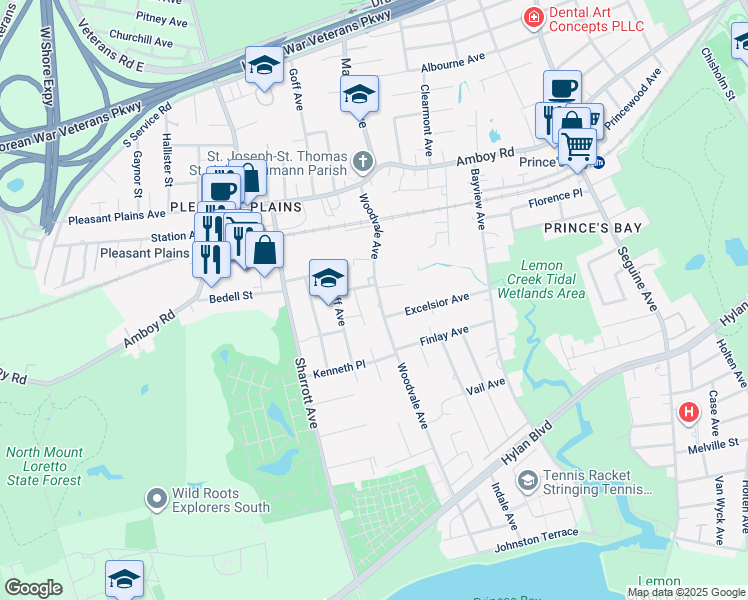 map of restaurants, bars, coffee shops, grocery stores, and more near 144 Woodvale Avenue in Staten Island