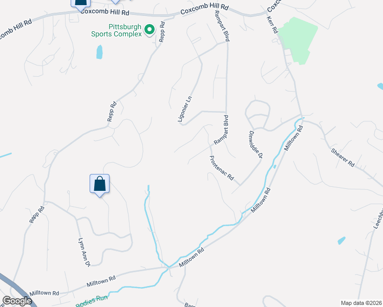 map of restaurants, bars, coffee shops, grocery stores, and more near 413 Rampart Blvd in New Kensington