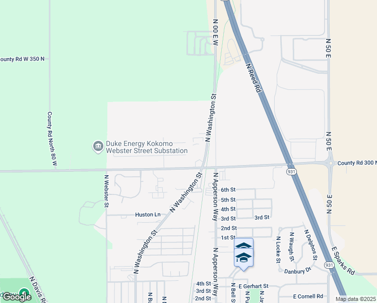 map of restaurants, bars, coffee shops, grocery stores, and more near 204 Ariel Court in Kokomo