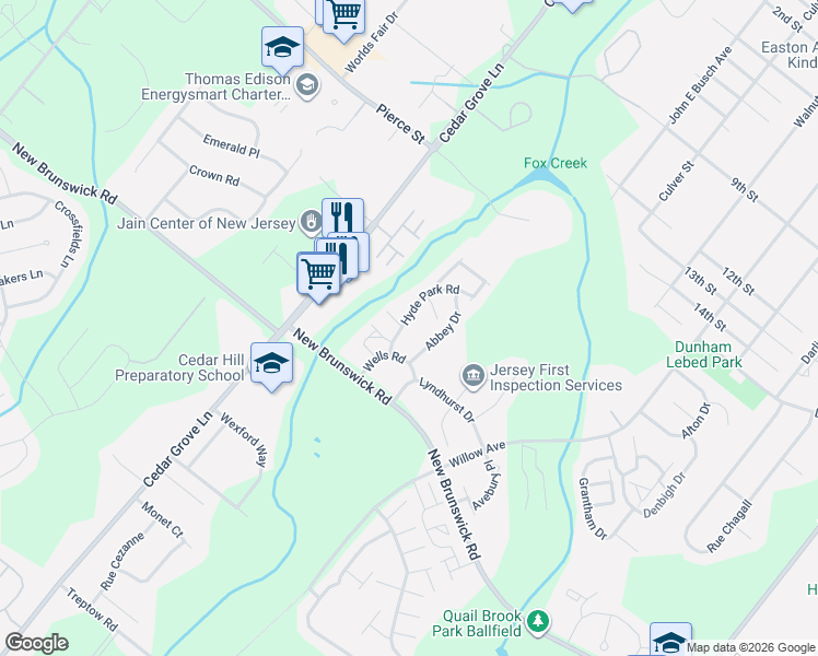 map of restaurants, bars, coffee shops, grocery stores, and more near 160 Becket Place in Franklin Township