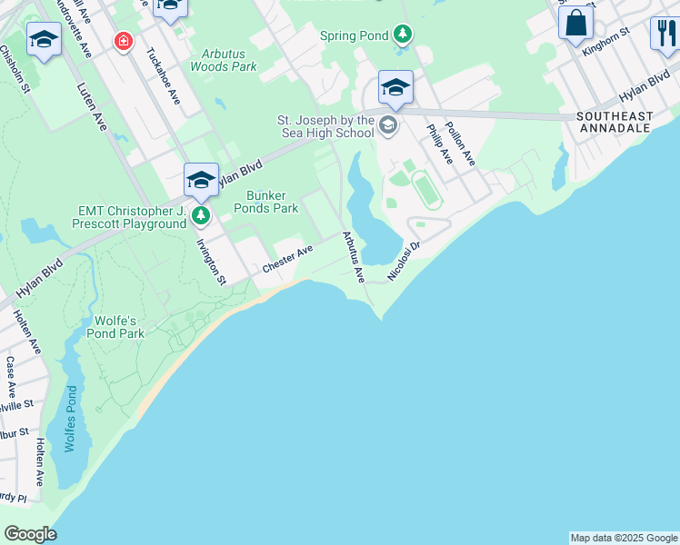 map of restaurants, bars, coffee shops, grocery stores, and more near 3 Yeomalt Avenue in Staten Island