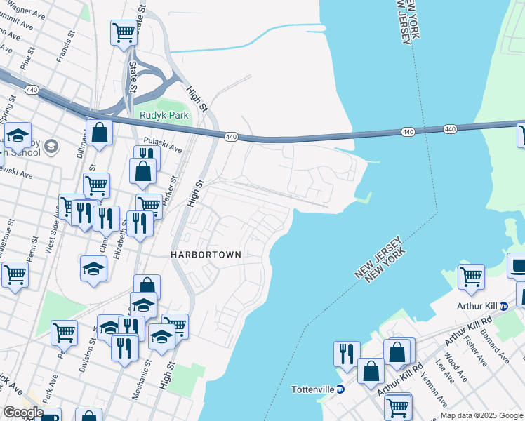 map of restaurants, bars, coffee shops, grocery stores, and more near 156 Isias Court in Perth Amboy