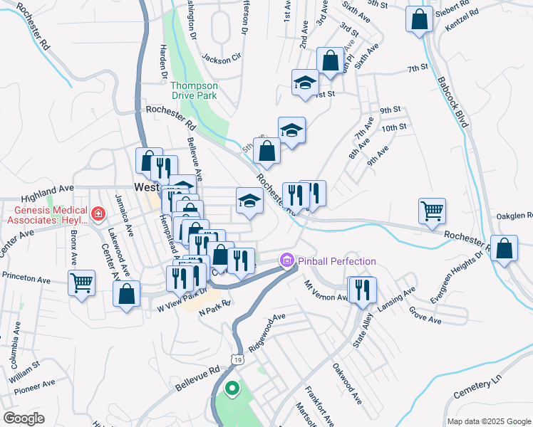 map of restaurants, bars, coffee shops, grocery stores, and more near 147 Westfield Avenue in Pittsburgh