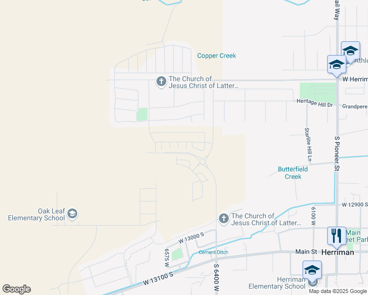 map of restaurants, bars, coffee shops, grocery stores, and more near 12676 Arrow Ridge Cove in Herriman