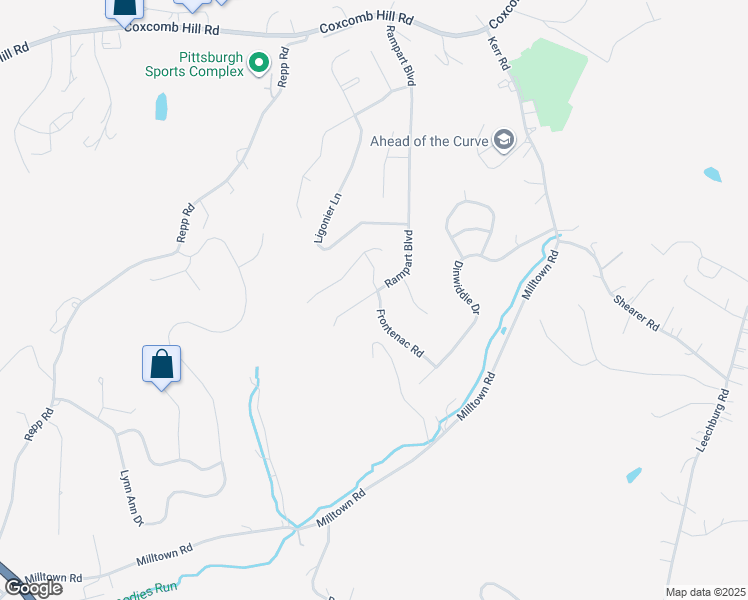 map of restaurants, bars, coffee shops, grocery stores, and more near 402 Rampart Boulevard in New Kensington