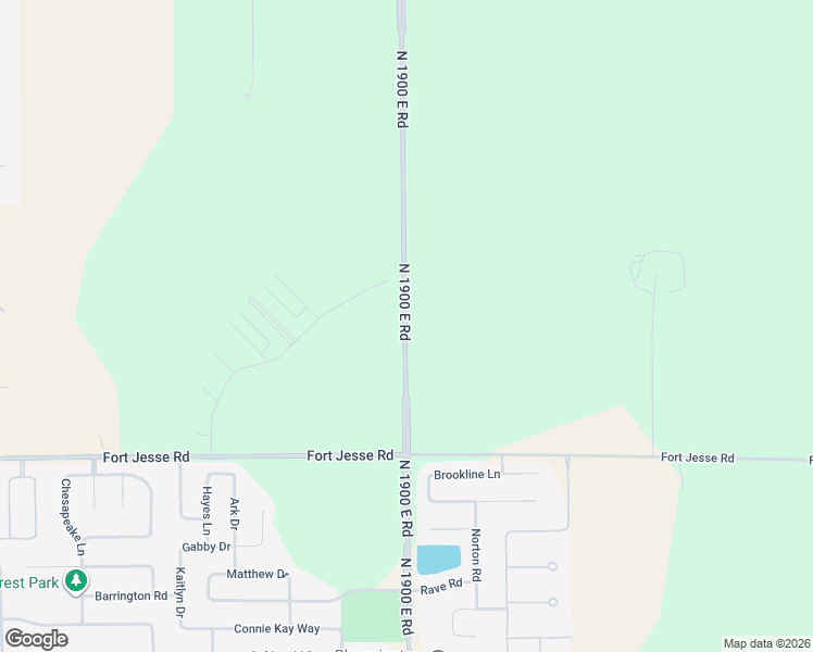 map of restaurants, bars, coffee shops, grocery stores, and more near County Road 1900 East in Normal