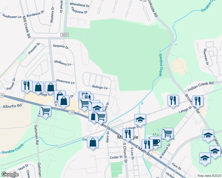 map of restaurants, bars, coffee shops, grocery stores, and more near 361 Village Walk Drive in Macungie