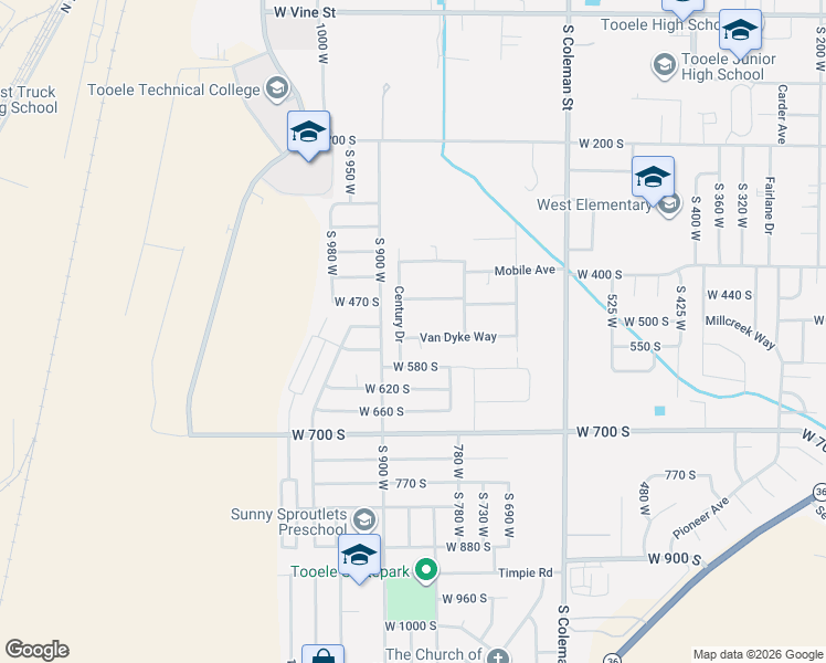 map of restaurants, bars, coffee shops, grocery stores, and more near 804 Van Dyke Way in Tooele