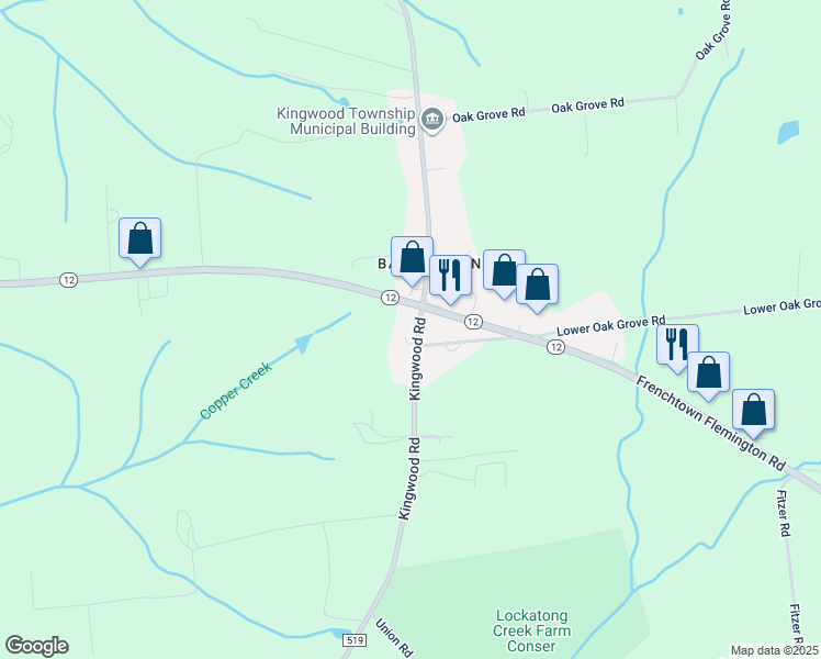 map of restaurants, bars, coffee shops, grocery stores, and more near 1017 County Road 519 in Frenchtown