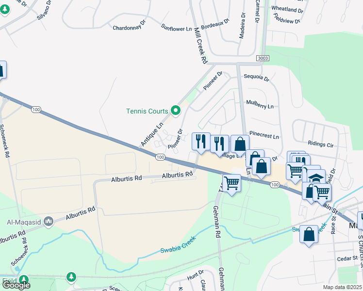map of restaurants, bars, coffee shops, grocery stores, and more near 6970 Pioneer Drive in Macungie