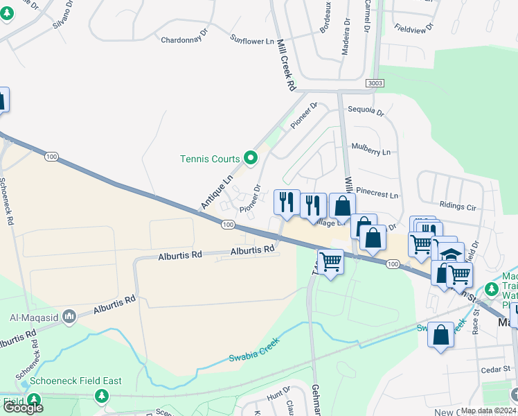 map of restaurants, bars, coffee shops, grocery stores, and more near 6700 Pioneer Dr in Macungie