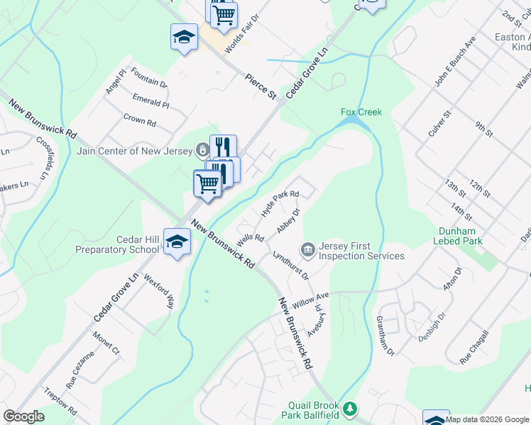 map of restaurants, bars, coffee shops, grocery stores, and more near 160 Becket Place in Franklin Township
