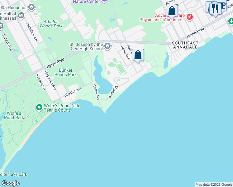 map of restaurants, bars, coffee shops, grocery stores, and more near 120 Nicolosi Drive in Staten Island