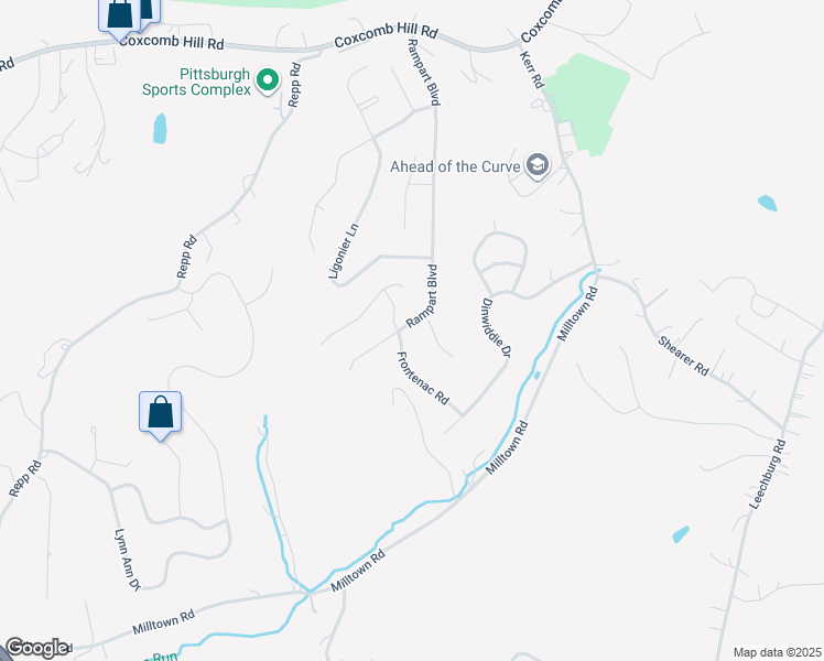map of restaurants, bars, coffee shops, grocery stores, and more near 402 Rampart Boulevard in New Kensington
