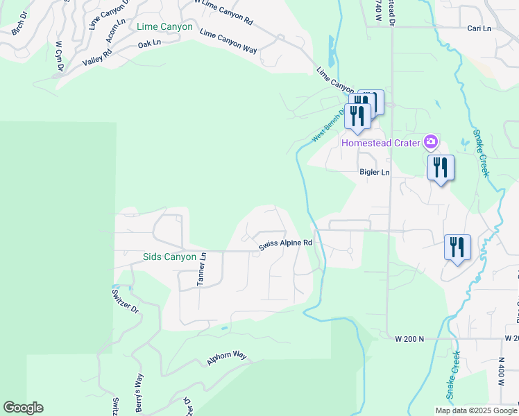map of restaurants, bars, coffee shops, grocery stores, and more near 1104 West Olympic Circle in Midway