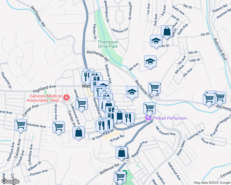 map of restaurants, bars, coffee shops, grocery stores, and more near 40 Chalfonte Avenue in Pittsburgh