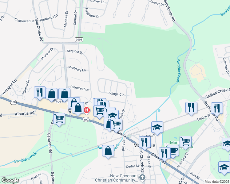 map of restaurants, bars, coffee shops, grocery stores, and more near 329 Village Walk Drive in Macungie