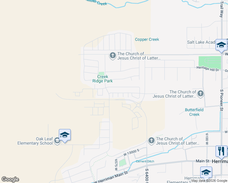 map of restaurants, bars, coffee shops, grocery stores, and more near 12686 Treasure Lake Cove in Herriman