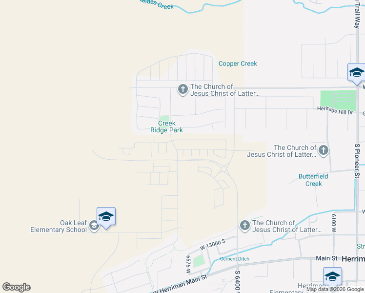 map of restaurants, bars, coffee shops, grocery stores, and more near 6602 Roaring River Lane in Herriman
