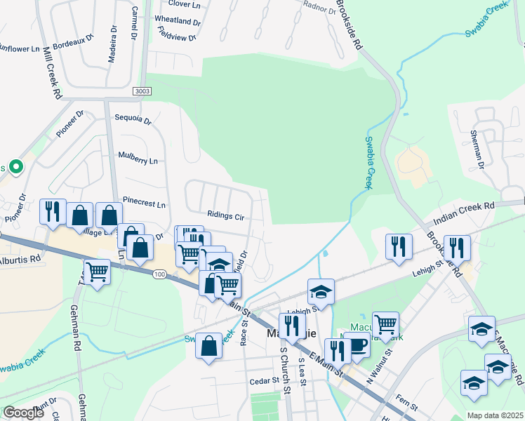 map of restaurants, bars, coffee shops, grocery stores, and more near 153 Lindfield Circle in Macungie