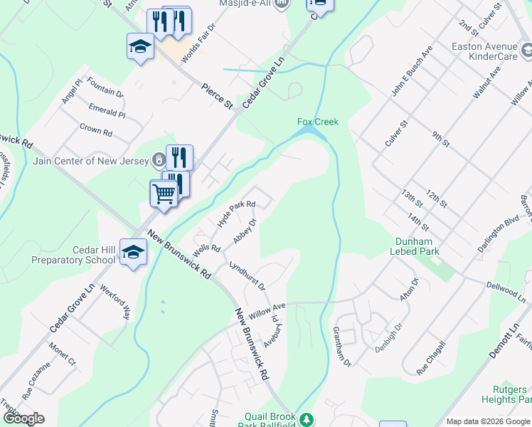 map of restaurants, bars, coffee shops, grocery stores, and more near 262 Abbey Drive in Franklin Township