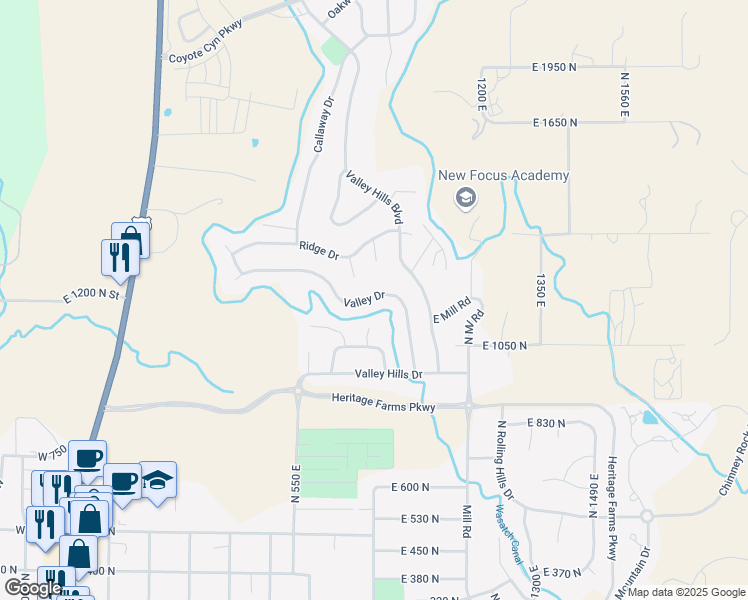 map of restaurants, bars, coffee shops, grocery stores, and more near 752 Valley Drive in Heber City