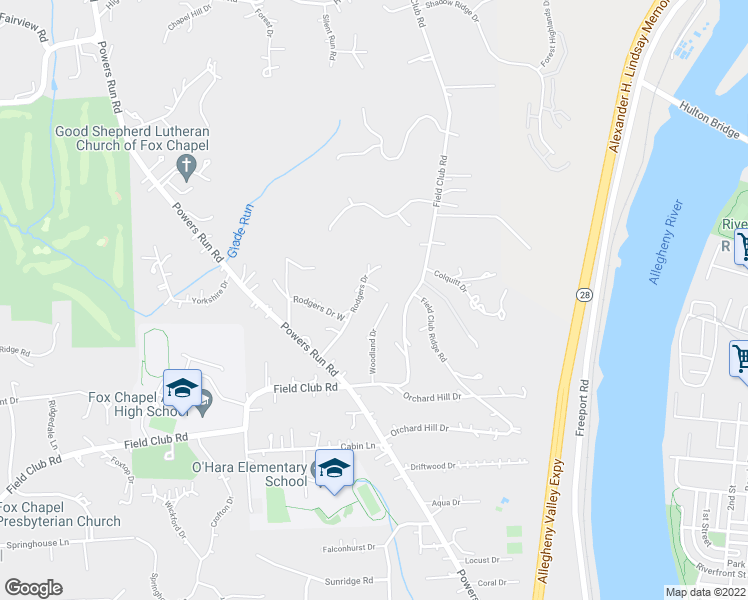 map of restaurants, bars, coffee shops, grocery stores, and more near 518 Rodgers Drive in Pittsburgh