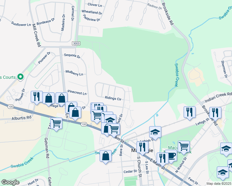 map of restaurants, bars, coffee shops, grocery stores, and more near 311 Windsor Place in Macungie