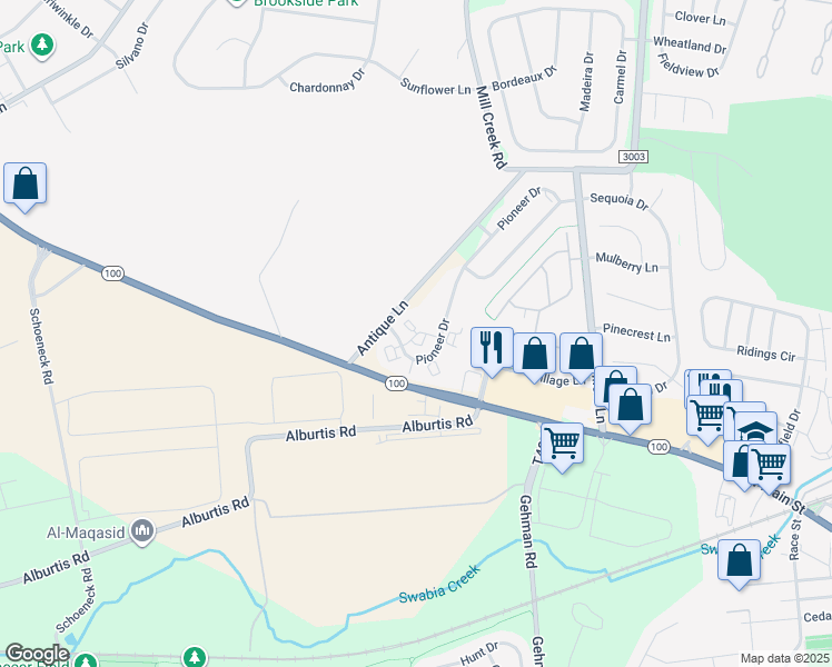 map of restaurants, bars, coffee shops, grocery stores, and more near 6705 Pioneer Drive in Macungie