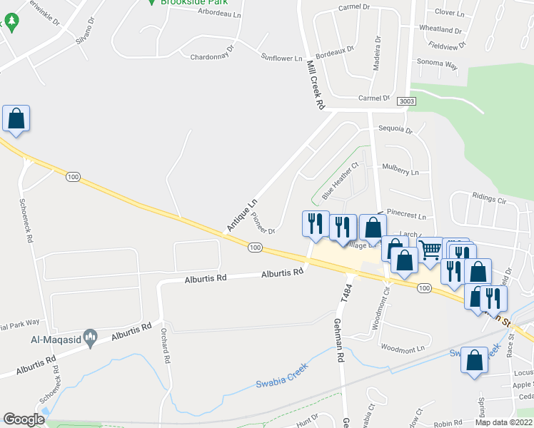 map of restaurants, bars, coffee shops, grocery stores, and more near 6705 Pioneer Drive in Macungie